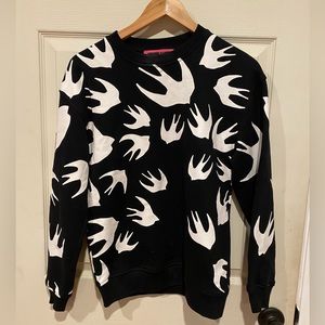 McQ Alexander McQueen Bird Print Sweatshirt Black xs NWOT